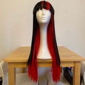 RESERVED FOR HOLLIANMCHENY Red and Black Layered Synthetic Wig